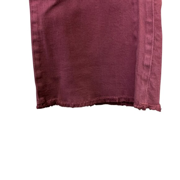 Dear John Womens 28 Vivian Super Flare Jeans Rust Red High Rise Denim Raw Hem - Picture 11 of 16